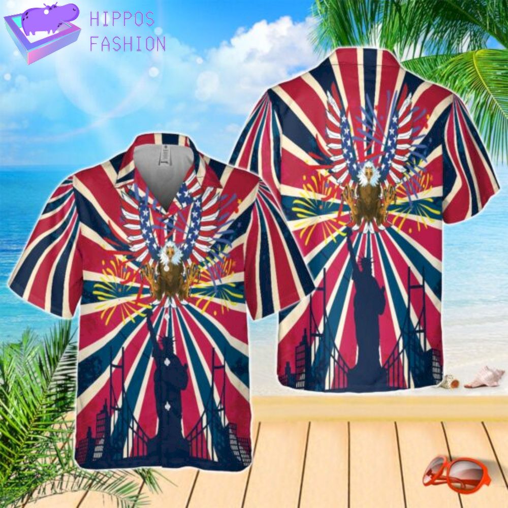 American Flag Style Hawaiian Shirt