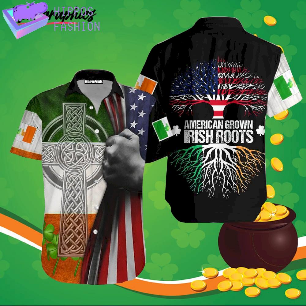 American Grown Irish Roots Saint Patricks Day Hawaiian Shirt