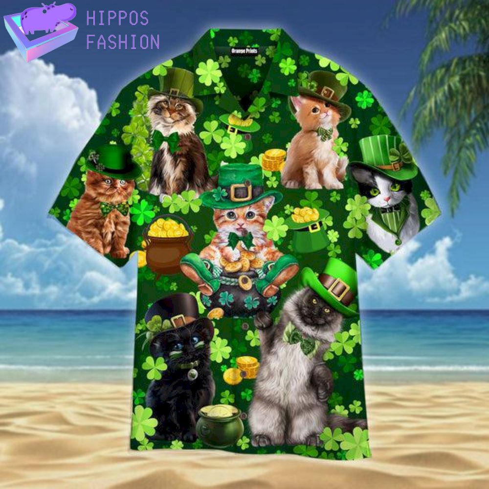 Cats Pattern Saint Patrick Day Hawaiian Shirt