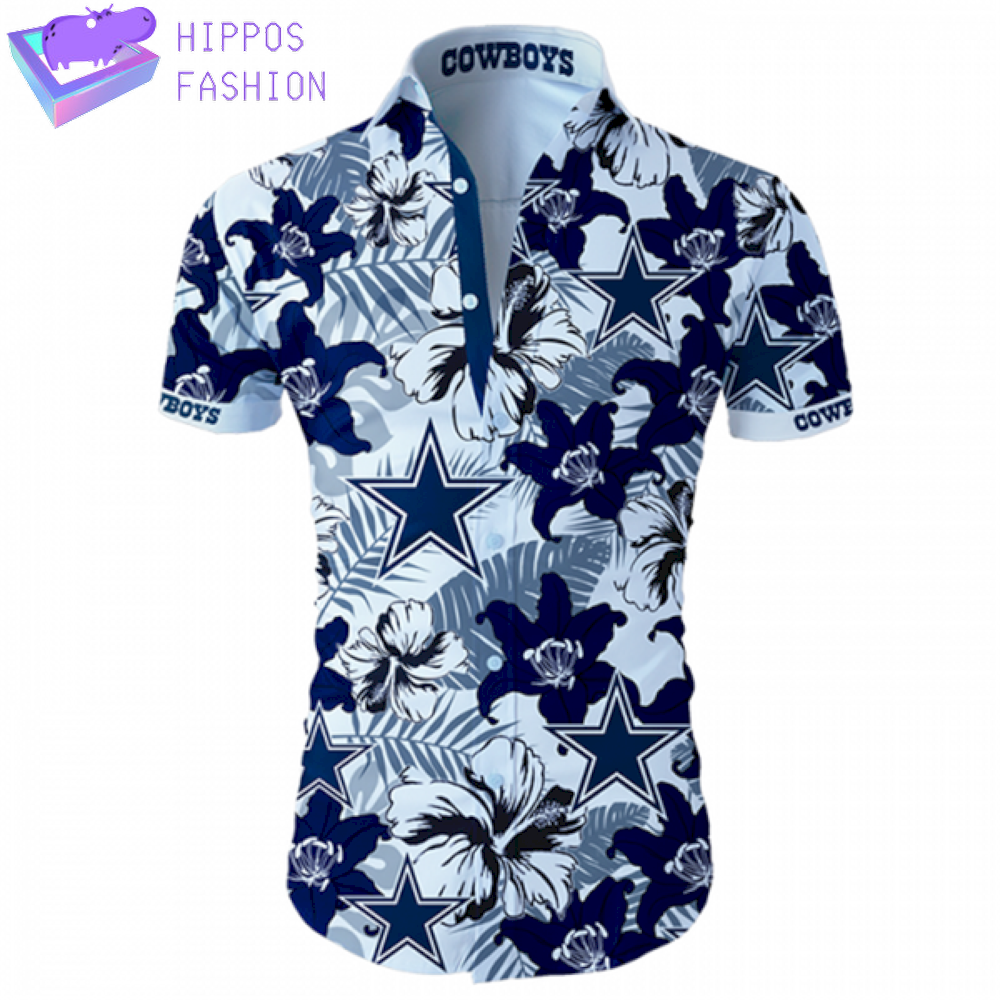 Dallas Cowboys Hawaiian Shirt Tropical Flower Short Sleeve