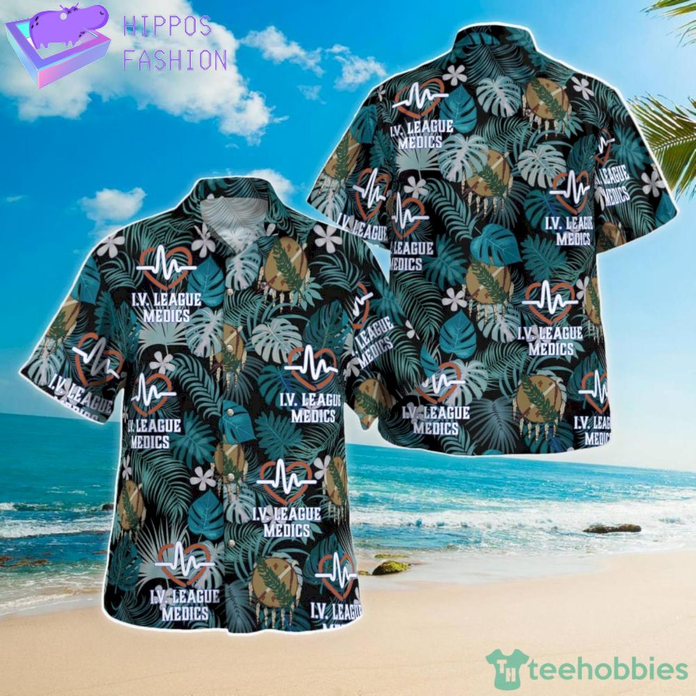 I.V League Medic Tropical Leaf Aloha Hawaiian Shirt