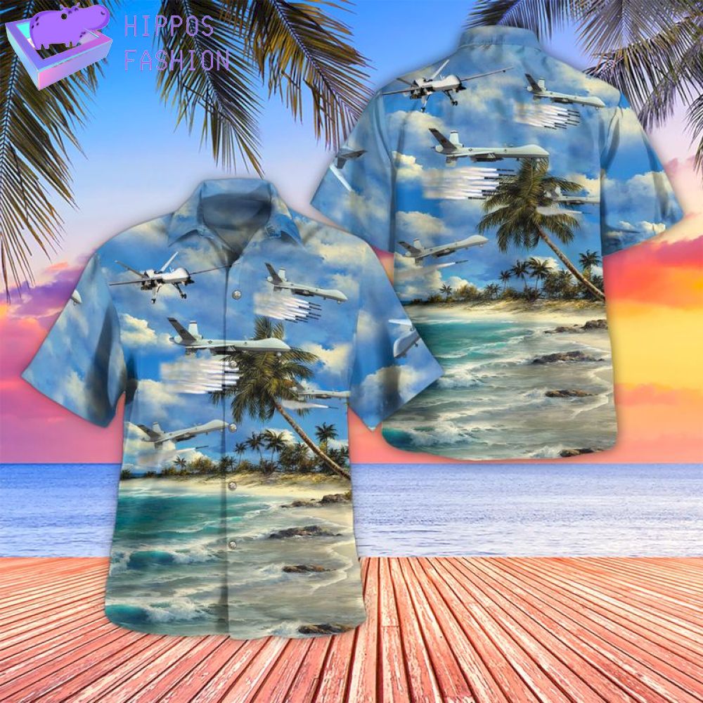 MQ Reaper General Atomics On Sky Hawaiian Shirt