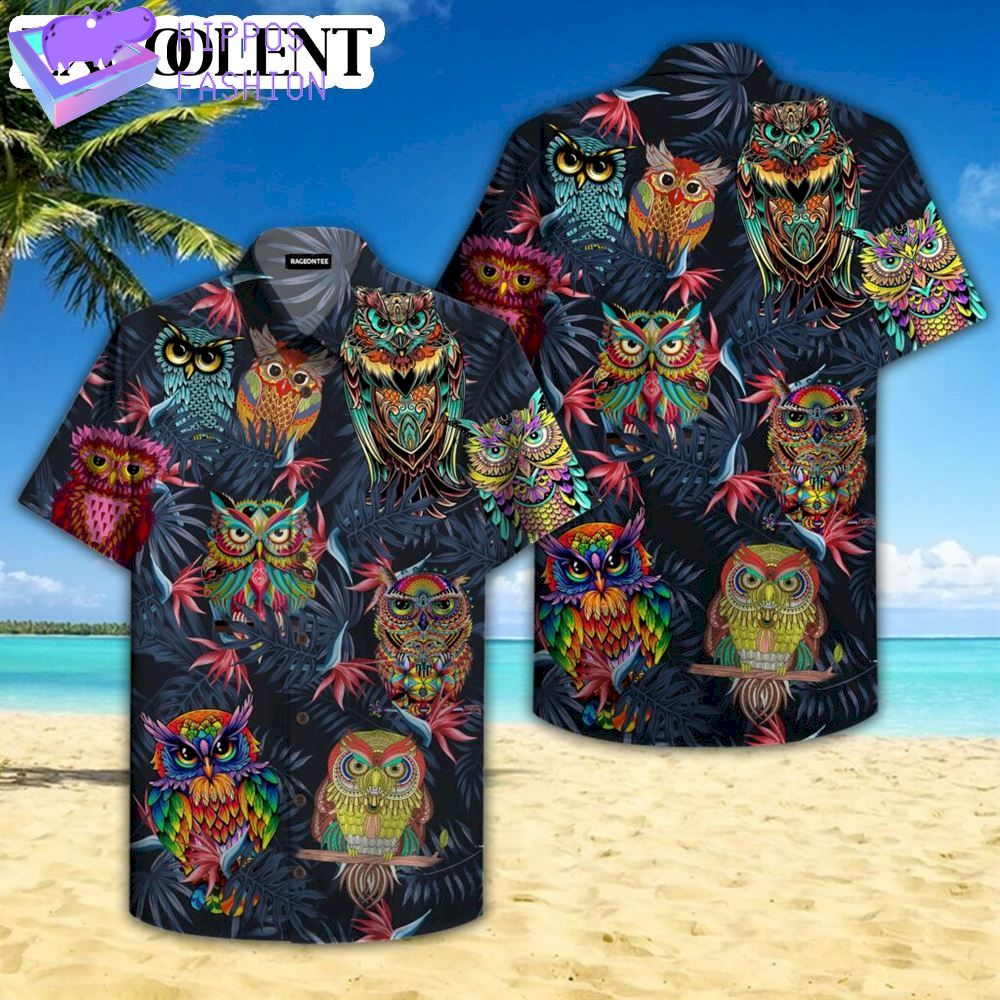 Owl Hippie Hawaiian Shirt
