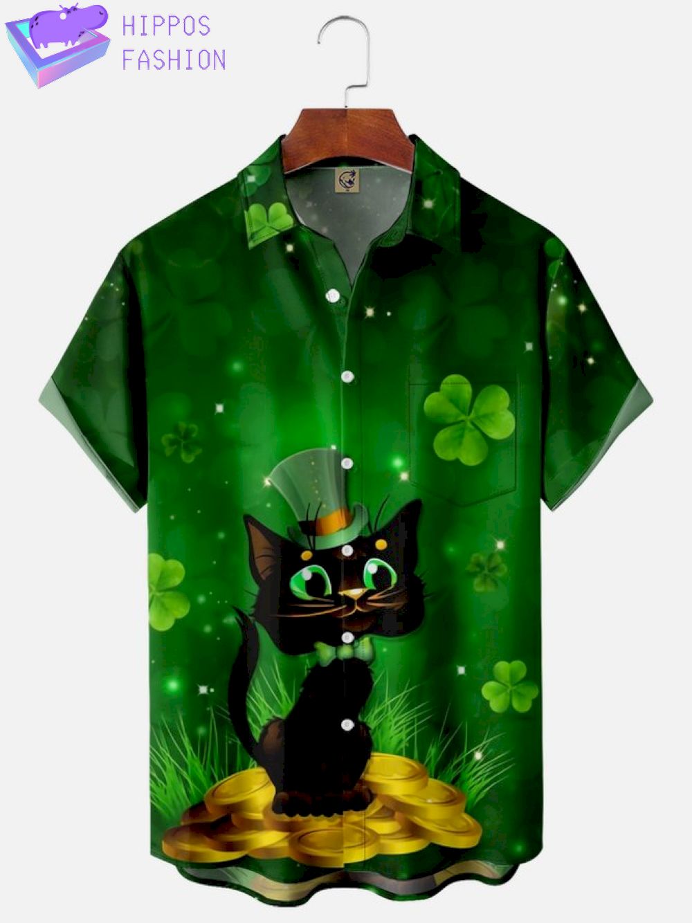 St Patricks Day Black Cat Hawaiian Shirt