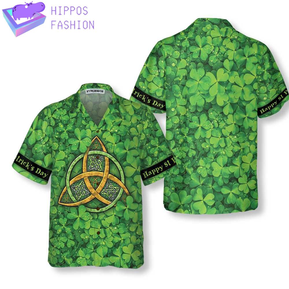 St Patricks Day Celtic Knot Clover Hawaiian Shirt