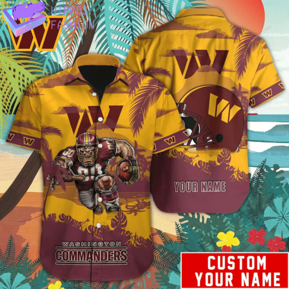 Washington Commanders Hawaiian Shirt Mascot Customize Your Name
