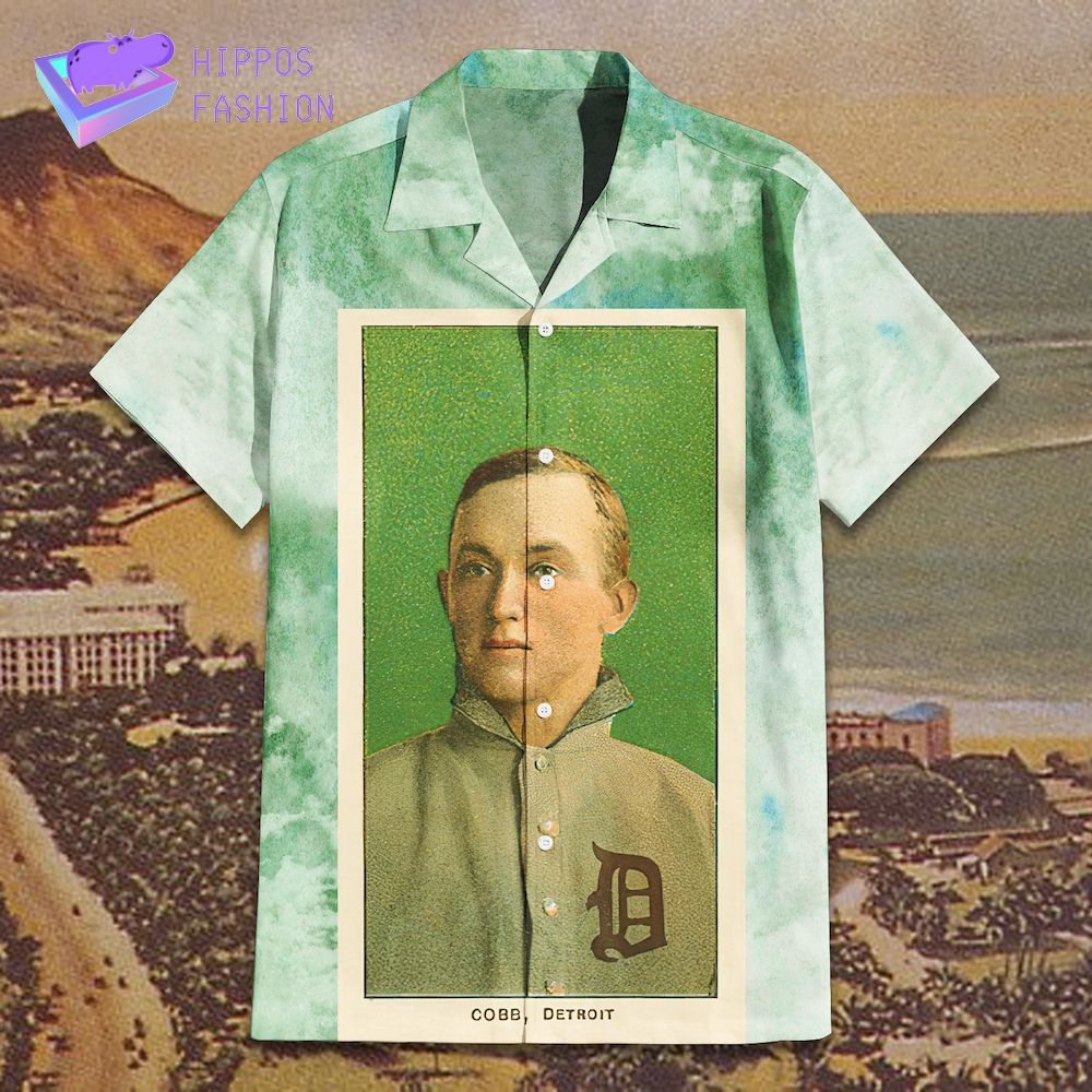 White Border Ty Cobb Green Portrait Hawaiian Shirt D
