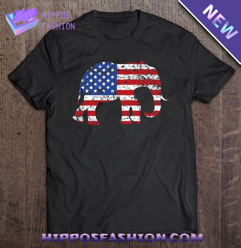 American Flag Elephant Silhouette Shirt Usa Th Of July Shirt