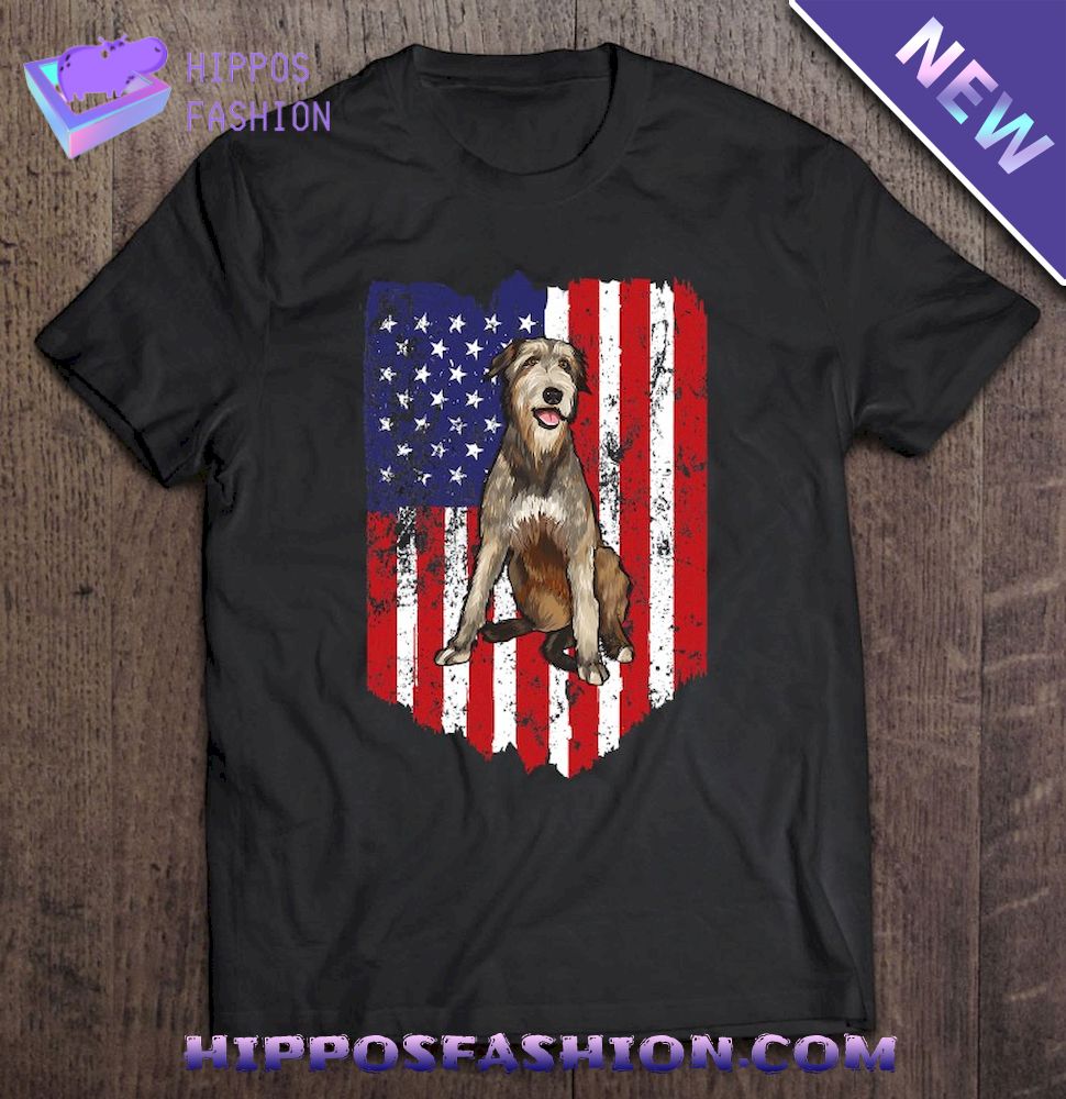 American Flag Irish Wolfhound Th Of July Usa Shirt