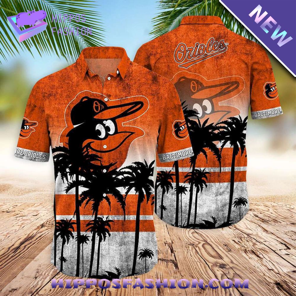 Baltimore Orioles And Tropical Trees Hawaiian Shirt