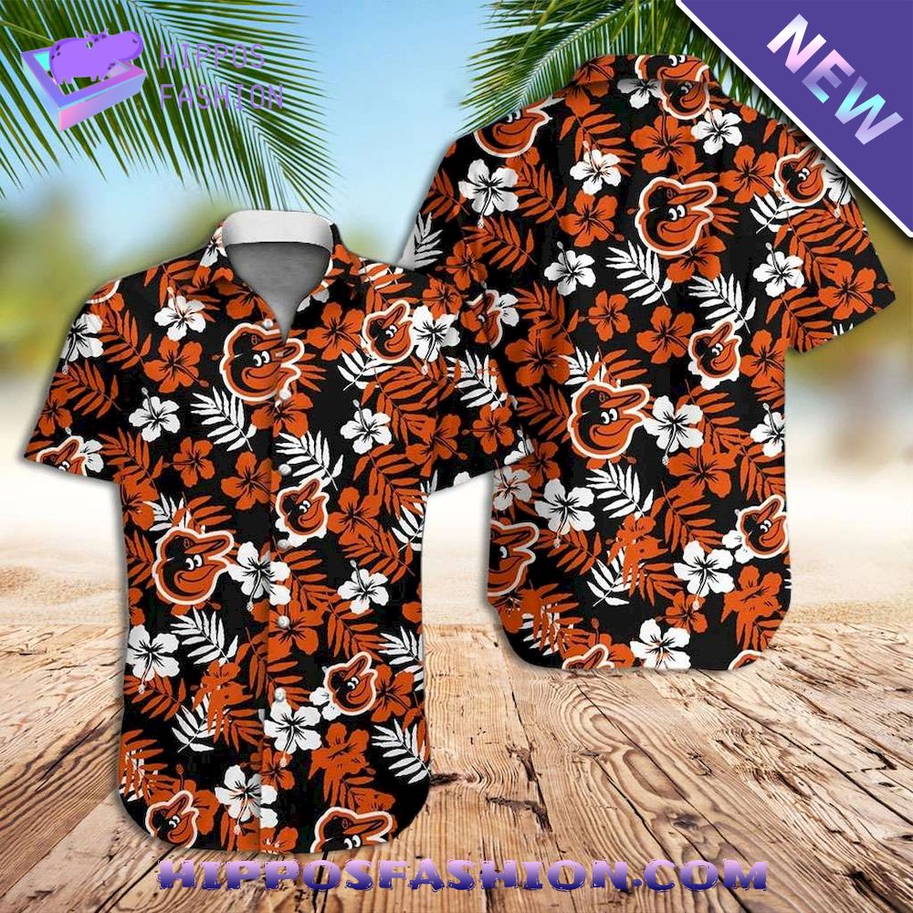 Baltimore Orioles With Tropical Floral Hawaiian Shirt