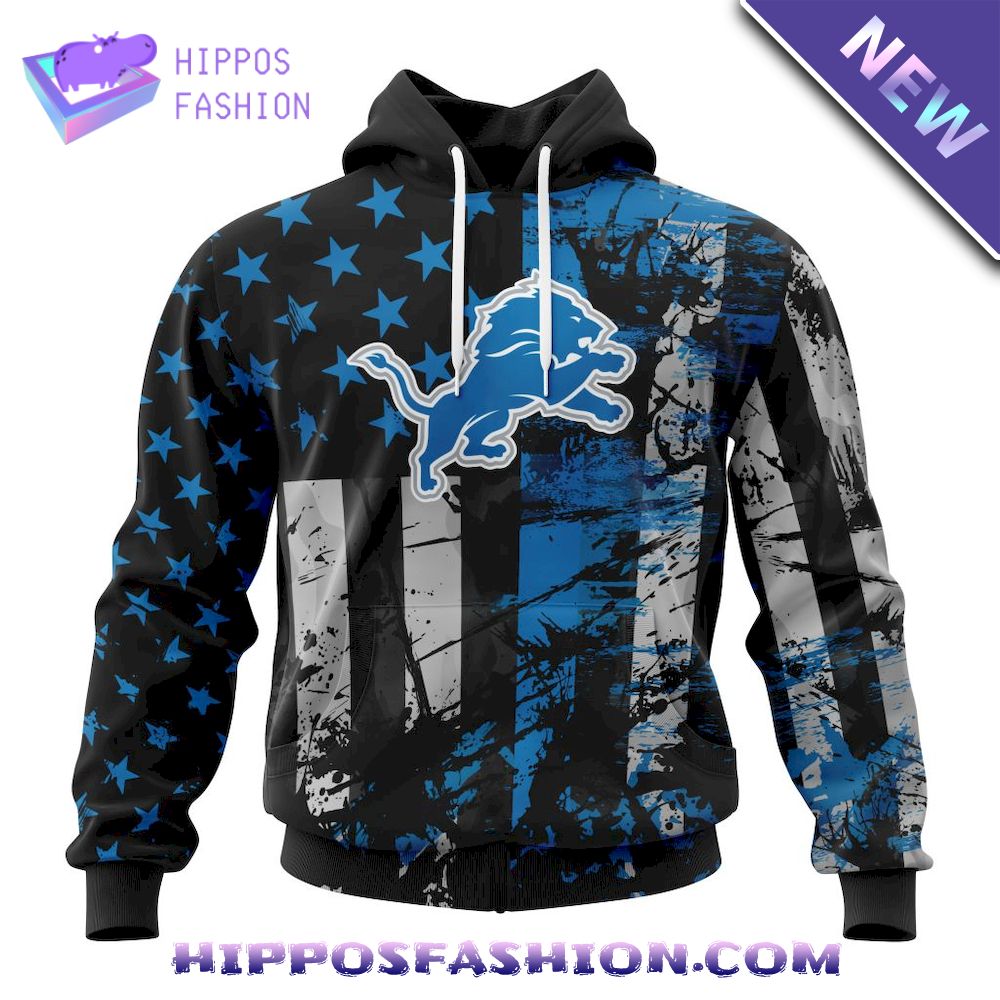 Detroit Lions Classic American Flag Personalized Hoodie