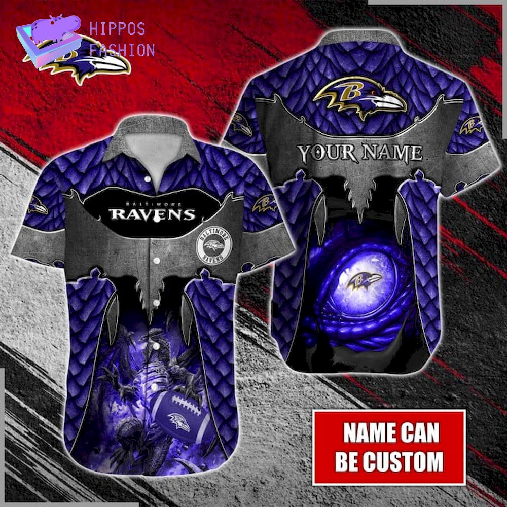 Dragon Baltimore Ravens Custom Name Hawaiian Shirt