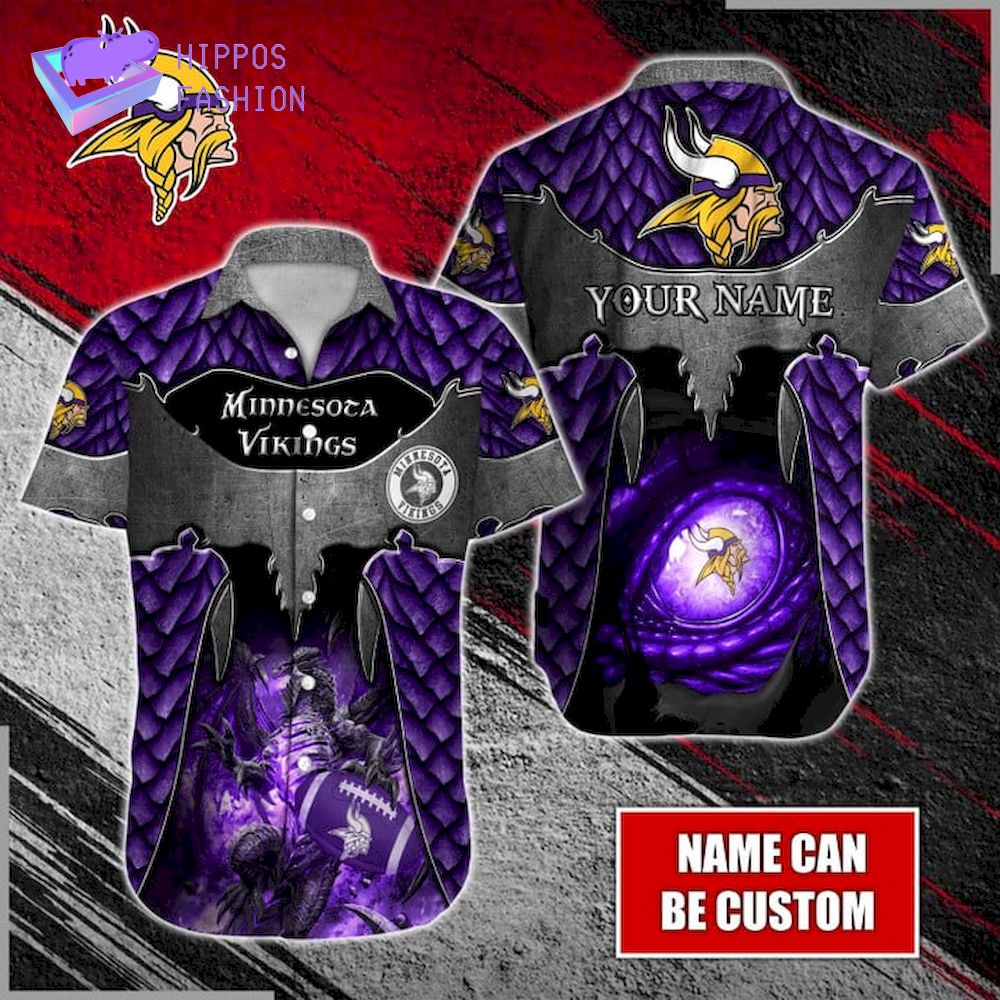 Dragon Minnesota Vikings Custom Name Hawaiian Shirt