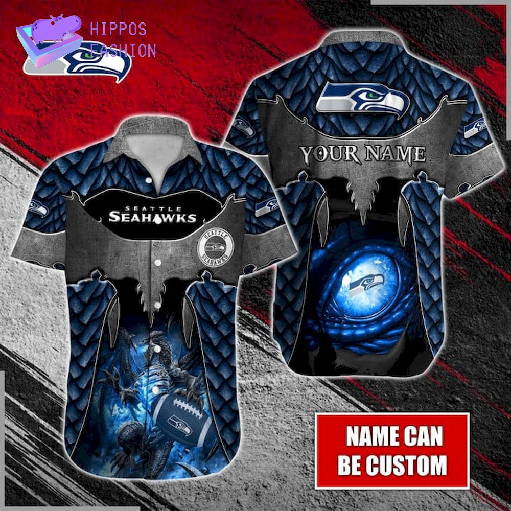 Dragon Seattle Seahawks Custom Name Hawaiian Shirt