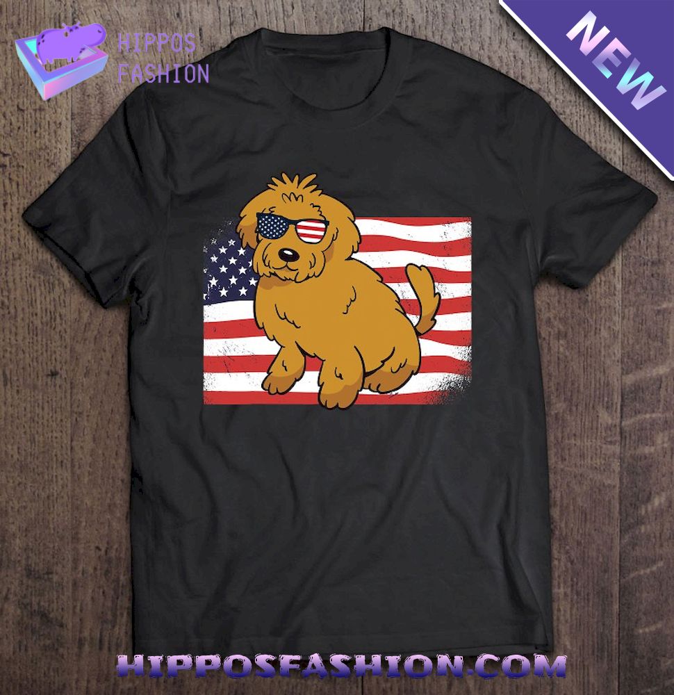 Goldendoodle American Flag Th Of July Usa Funny Doodle Dog Shirt