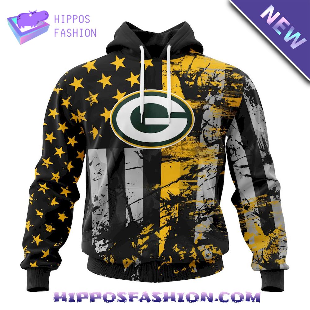 Green Bay Packers Classic American Flag Personalized Hoodie
