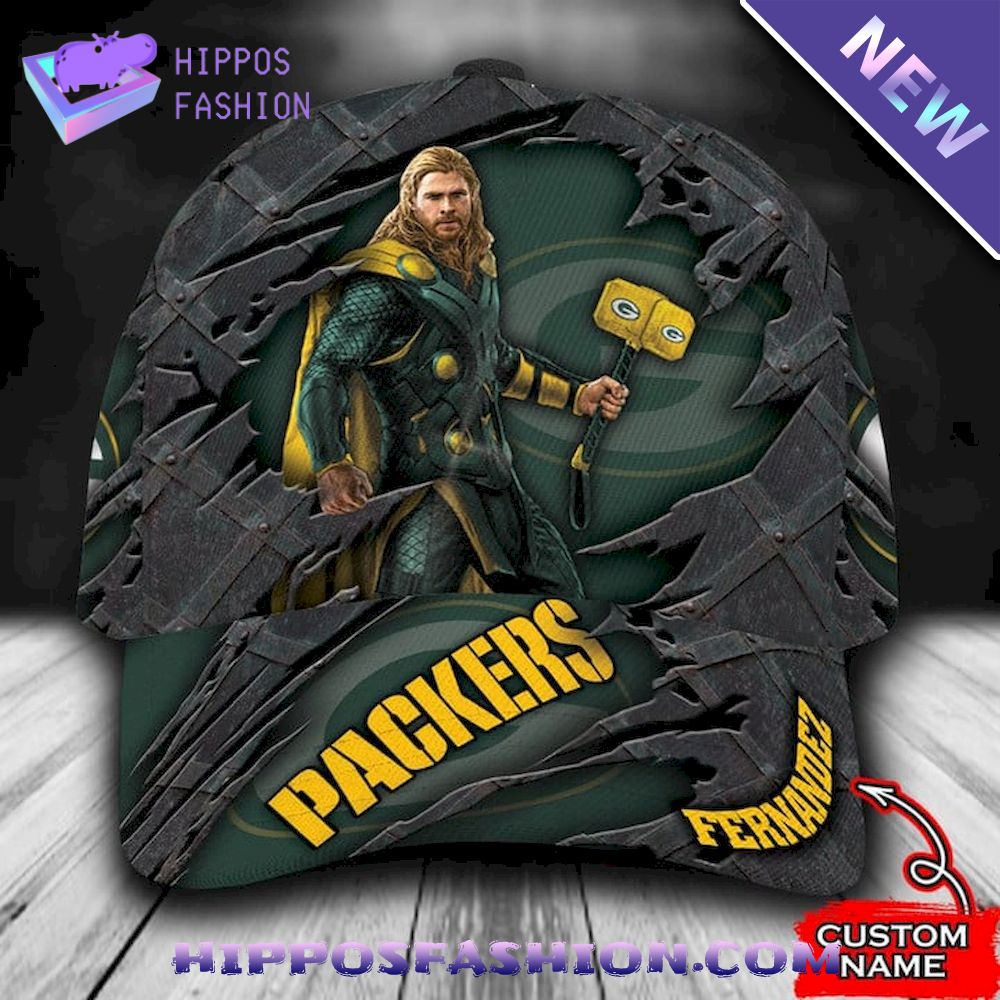 Green Bay Packers Thor Marvel Personalized D Baseball Cap