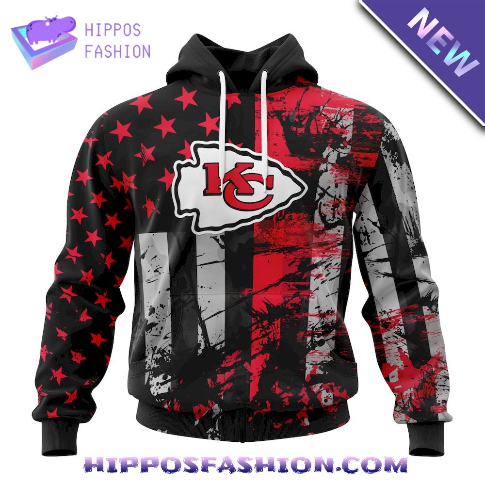 Kansas City Chiefs Classic American Flag Personalized Hoodie