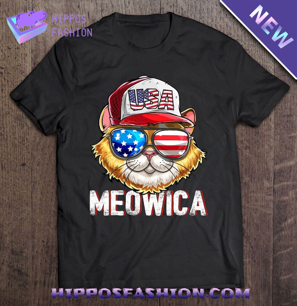Meowica American Flag Cat Th Of July Trucker Hat Costume Shirt
