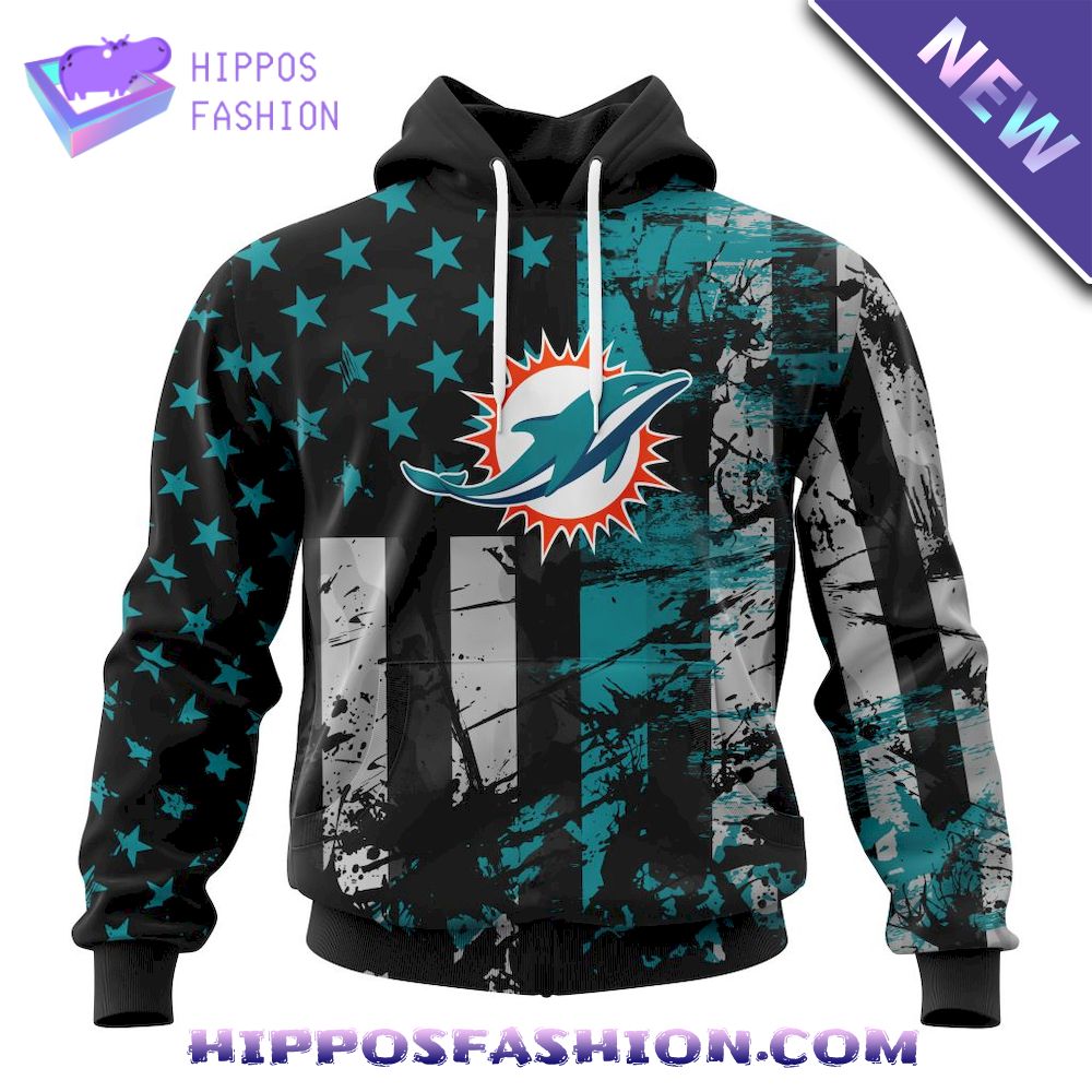 Miami Dolphins Classic American Flag Personalized Hoodie