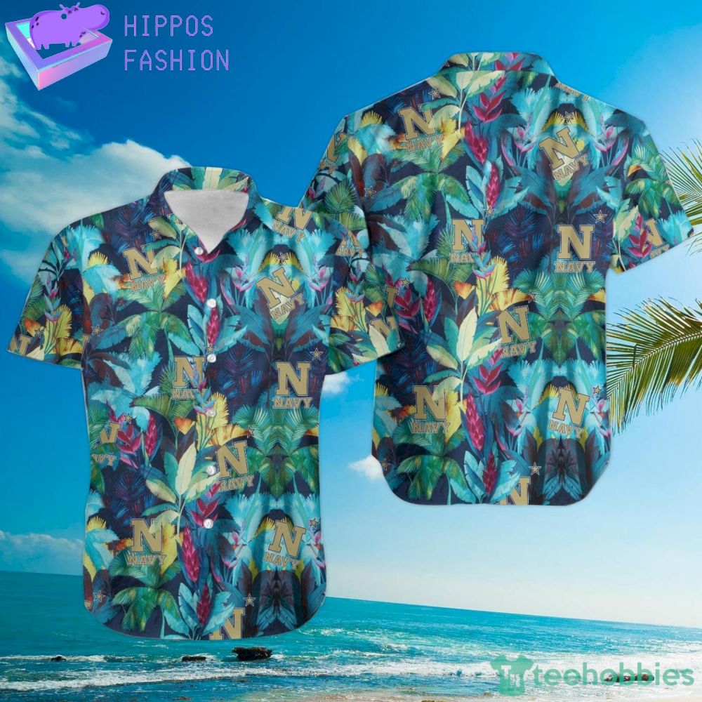 Navy Midshipmen Floral Tropical Hawaiian Shirt
