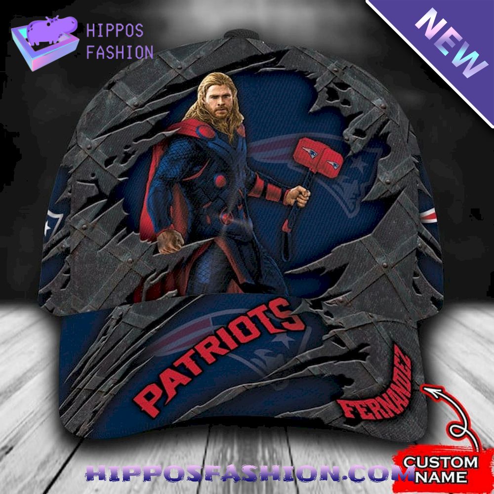 New England Patriots Thor Marvel Personalized D Baseball Cap