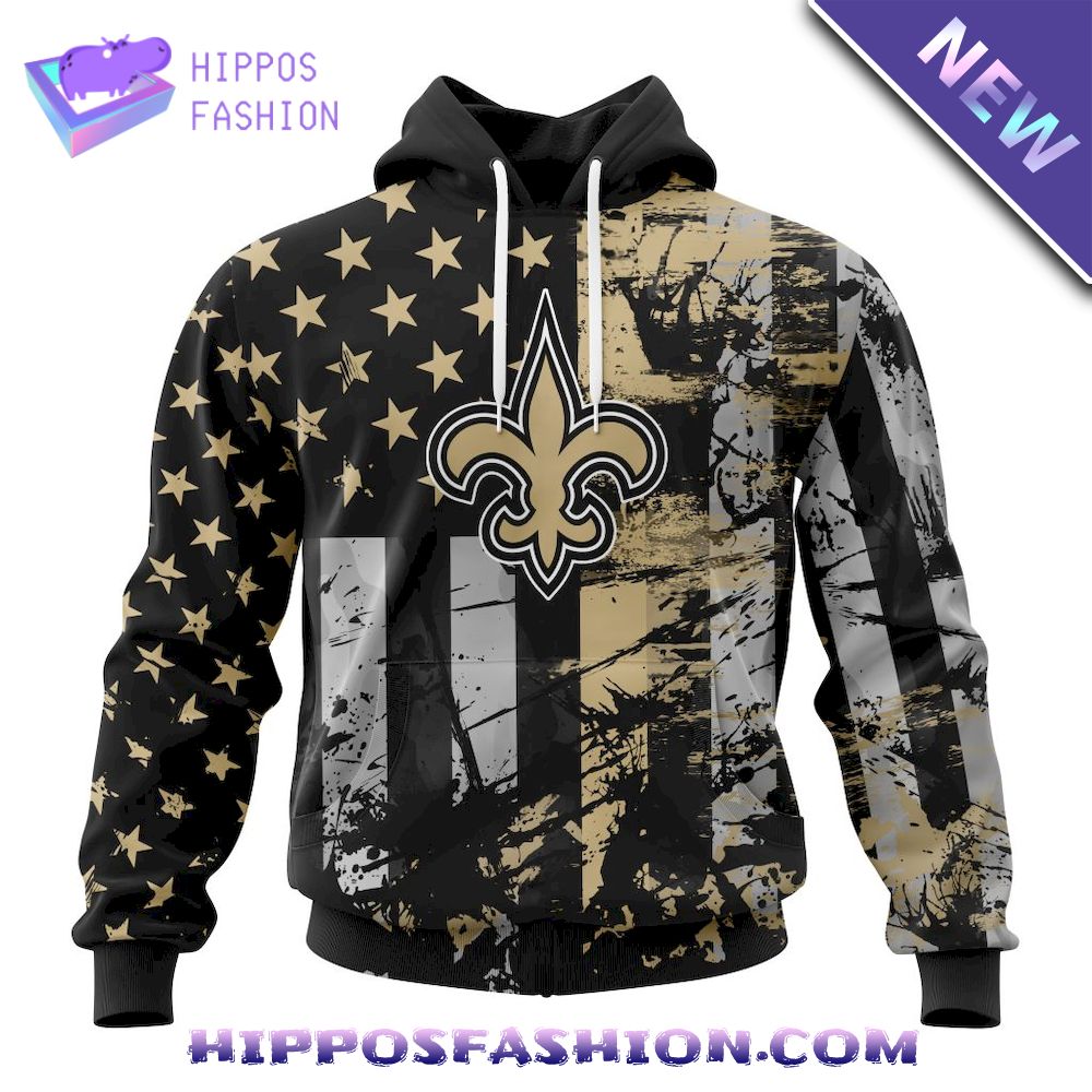 New Orleans Saints Classic American Flag Personalized Hoodie