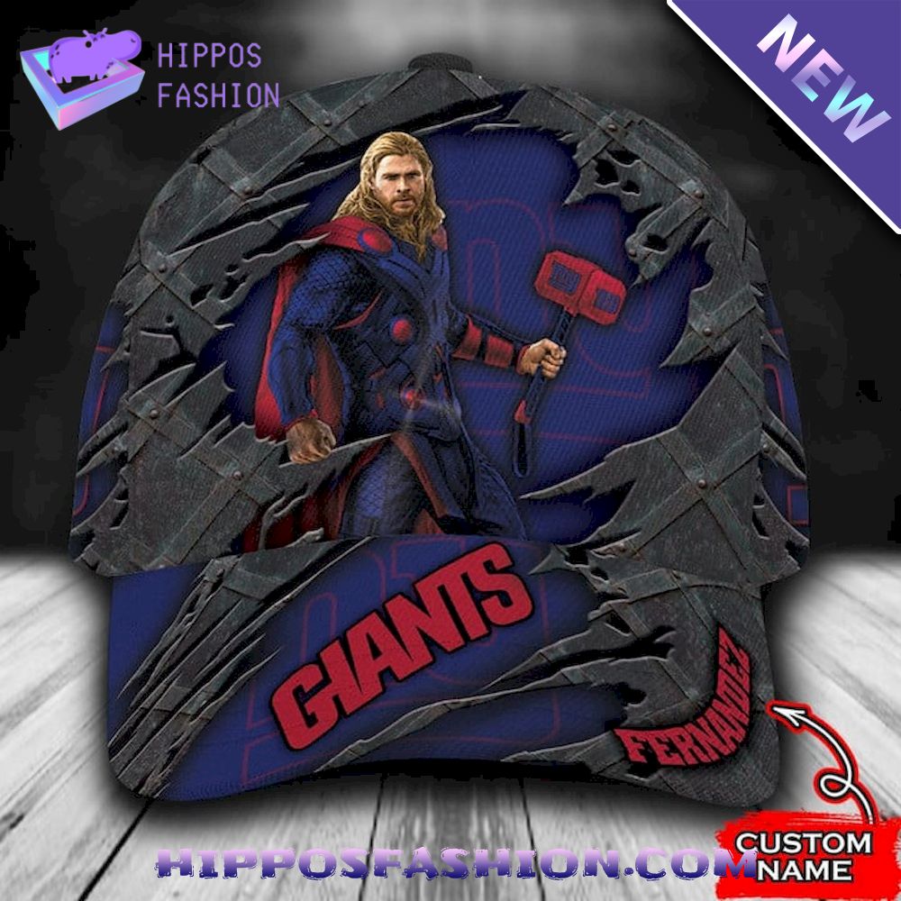New York Giants Thor Marvel Personalized D Baseball Cap