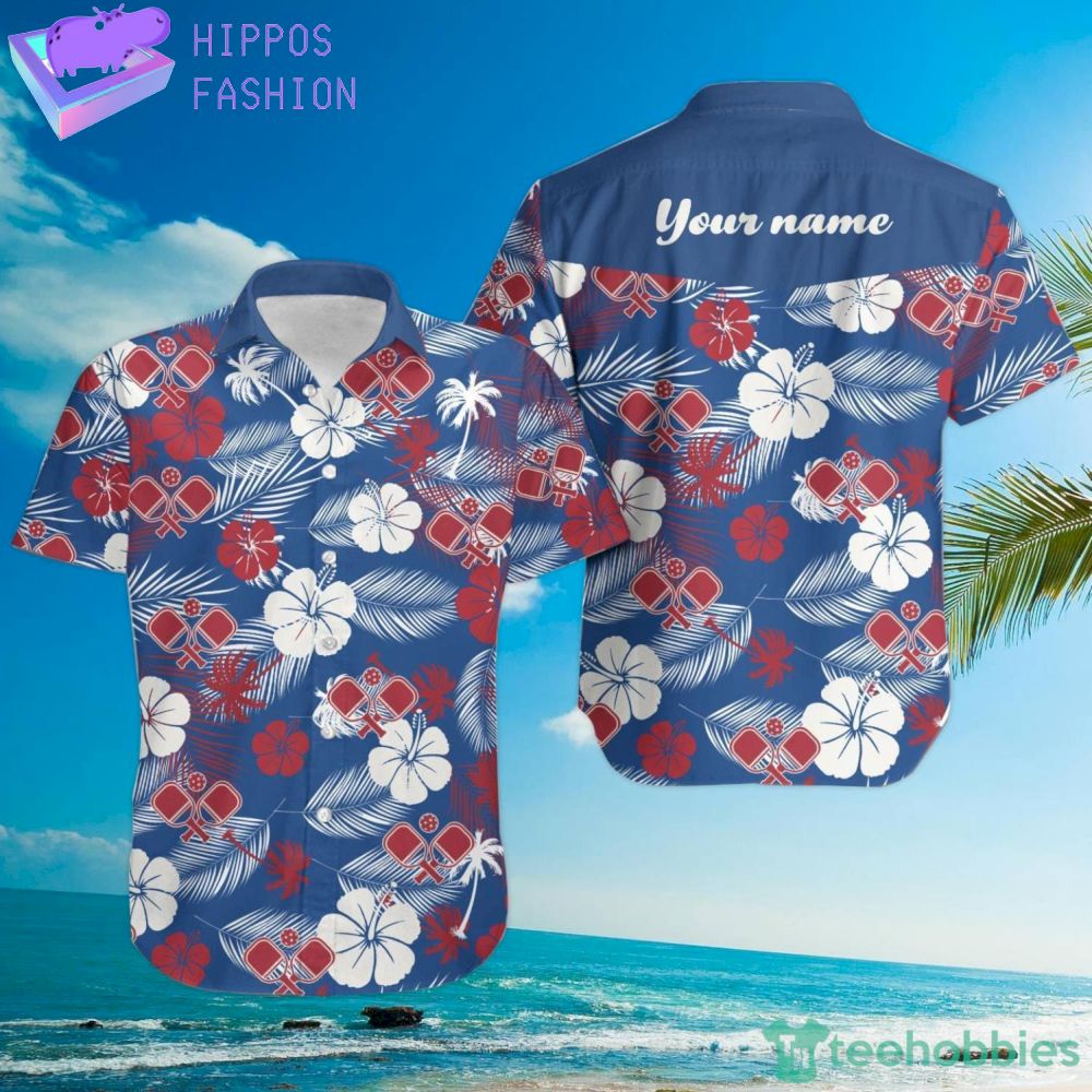Pickleball Aloha Floral Tropical Custom Name Hawaiian Shirt