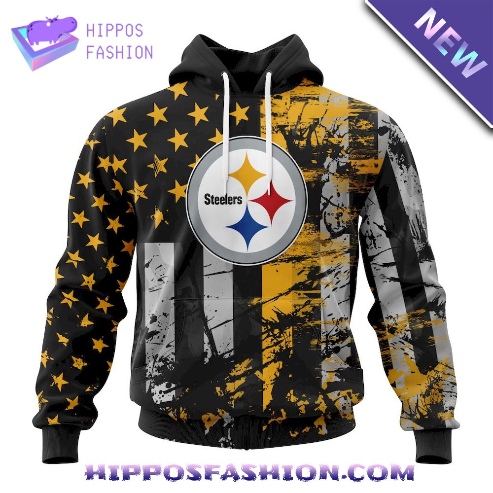 Pittsburgh Steelers Classic American Flag Personalized Hoodie