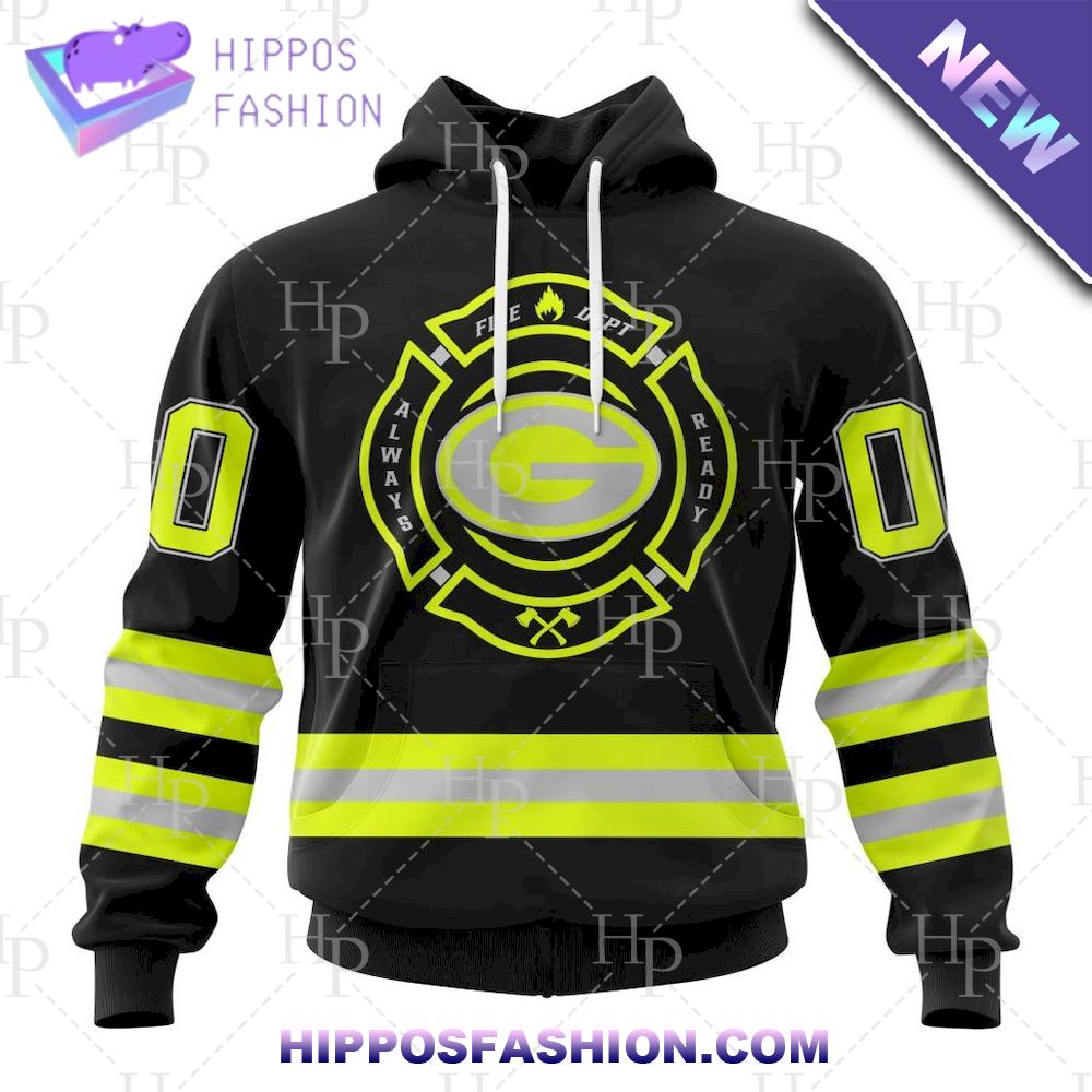 Green Bay Packers Special FireFighter Uniform Custom Name Hoodie