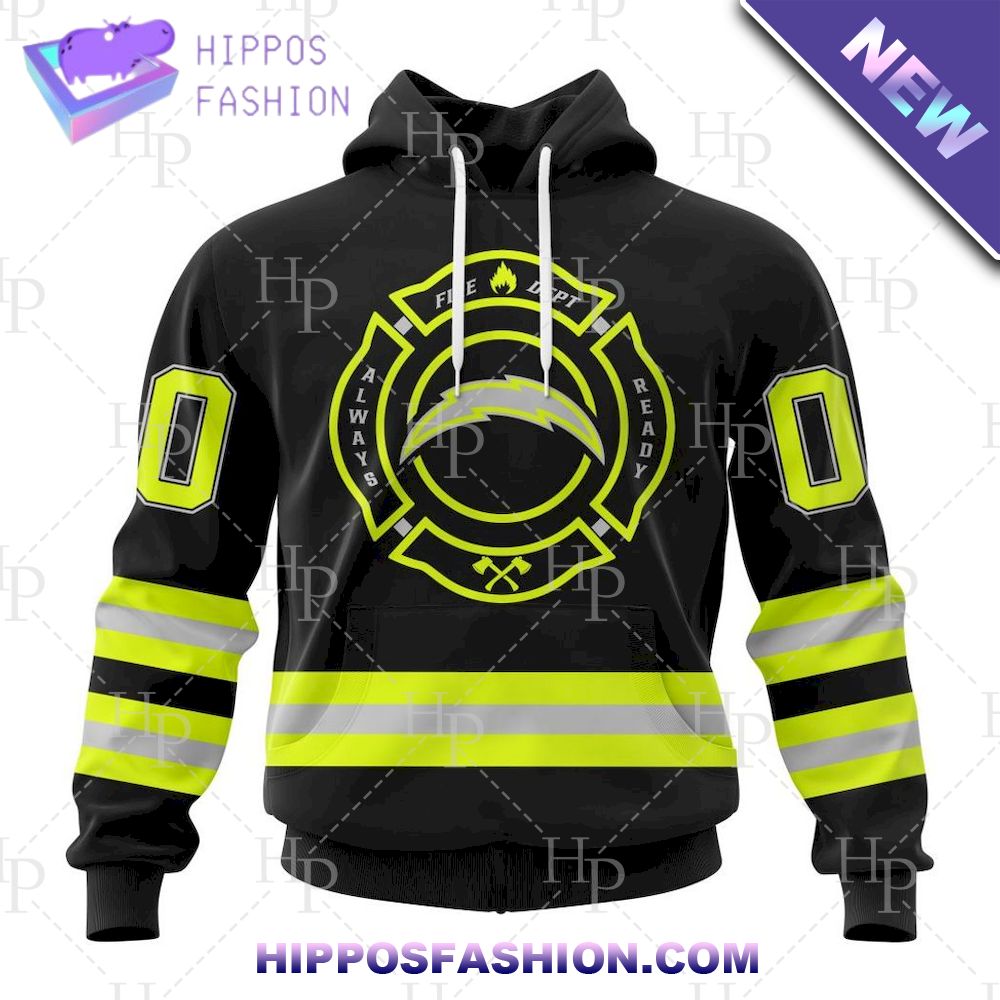 Los Angeles Chargers Special FireFighter Uniform Custom Name Hoodie