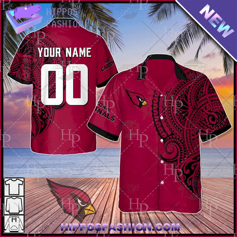 NFL Arizona Cardinals Polynesian Tattoo Personalized Hawaiian Shirt