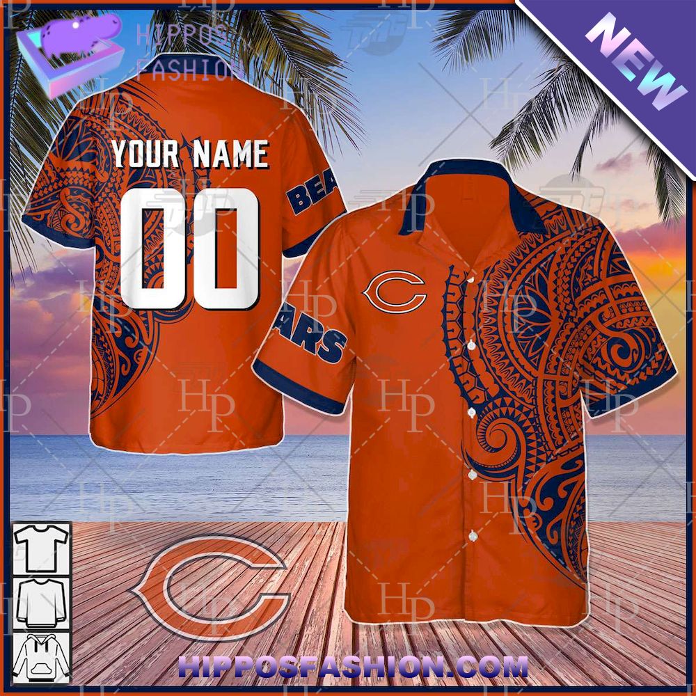 NFL Chicago Bears Polynesian Tattoo Personalized Hawaiian Shirt