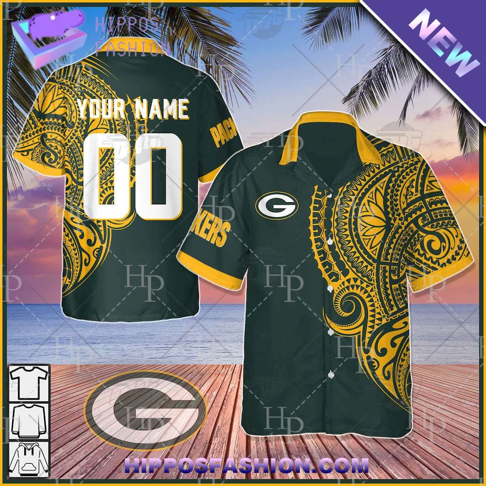 NFL Green Bay Packers Polynesian Tattoo Personalized Hawaiian Shirt