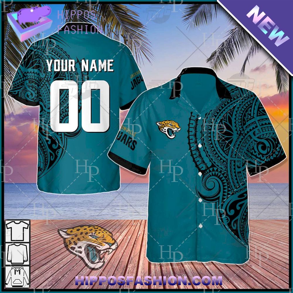 NFL Jacksonville Jaguars Polynesian Tattoo Personalized Hawaiian Shirt