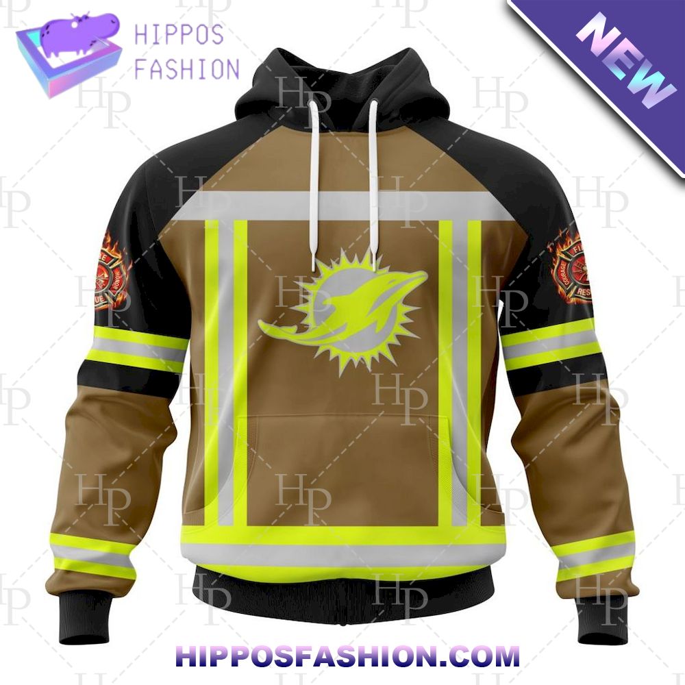NFL Miami Dolphins FireFighter Uniform Custom Name Hoodie