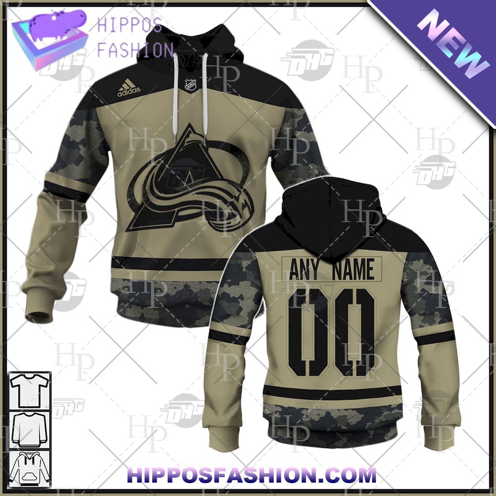 NHL Colorado Avalanche Camo Military Personalized Jersey Hoodie D