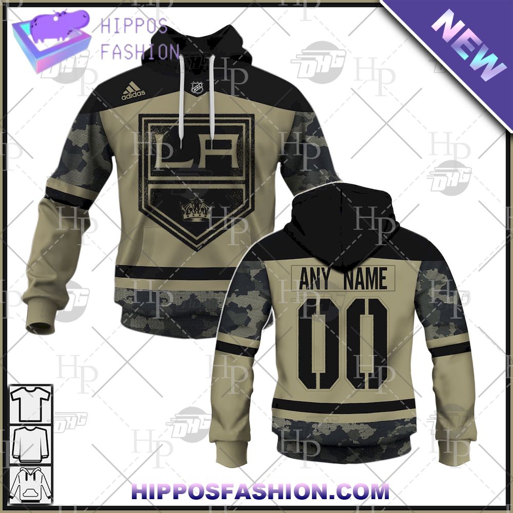 NHL Los Angeles Kings Camo Military Personalized Jersey Hoodie D