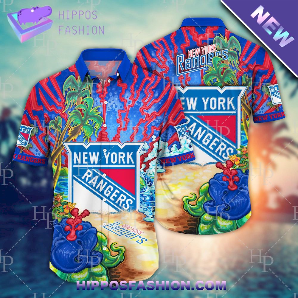 NHL New York Rangers Flower Hawaiian Shirt